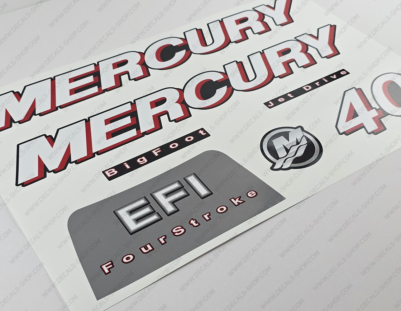 Mercury 40 HP Four Stroke 2006 - 2010 Set Outboard Engine Decals Stick Set Reproduction